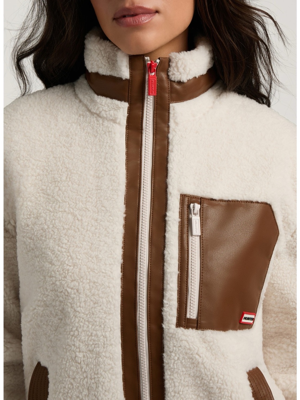 Hunter Cream Teddy Jacket with Brown Trim - Picture 2 of 8
